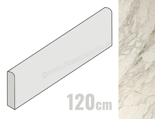  Del Conca Marble Edition Van Gogh White 7x120 cm Sockel Matt Strukturiert Naturale G0ME10R12 | 538410