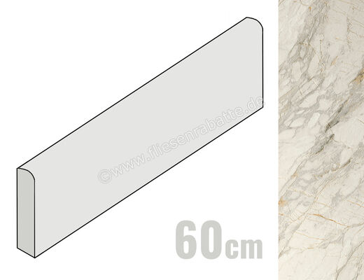  Del Conca Marble Edition Van Gogh White 7.5x60 cm Sockel Matt Strukturiert Naturale G0ME10R60 | 538413