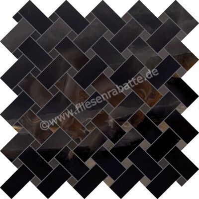  Emilceramica Tele Di Marmo Onyx Onyx Black 30x30 cm Mosaik Intrecci Glänzend Eben Full Lappato EKZP | 538512