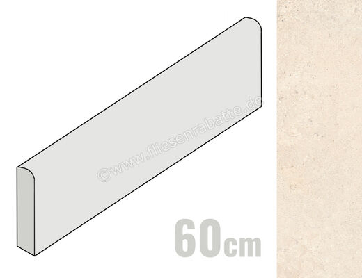  Ragno Stoneplay Mayenne Avorio 7x60 cm Sockel Matt Strukturiert Naturale RCYC | 538888