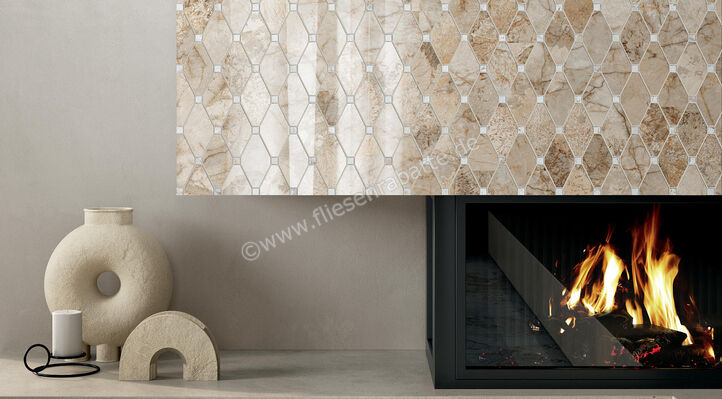  La Fabbrica Ava Gemstone Desert 31x31 cm Mosaik Rombo Glänzend Eben Lappato 179153 | 539011