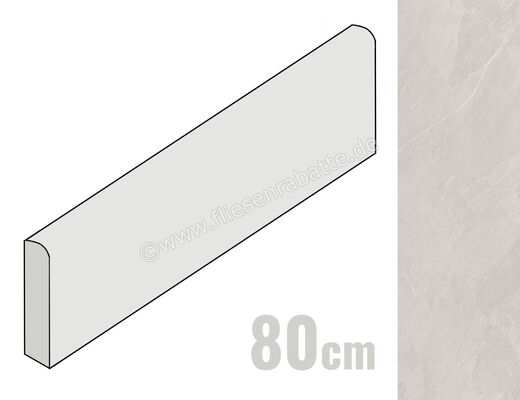  La Fabbrica Ava Ardesia Bianco 8x80 cm Sockel Matt Strukturiert Naturale 137111 | 541102