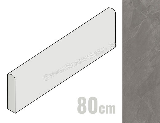  La Fabbrica Ava Ardesia Cenere 8x80 cm Sockel Matt Strukturiert Naturale 137112 | 541105