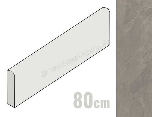 La Fabbrica Ava Ardesia Taupe 8x80 cm Sockel Matt Strukturiert Naturale 137113 | 541108