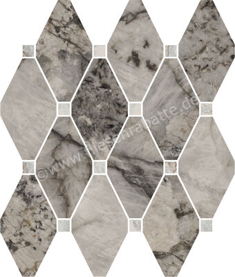  La Fabbrica Ava Gemstone Grey 30x28 cm Mosaik Octagone Glänzend Eben Lappato 179145 | 541162