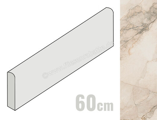  La Fabbrica Ava Bolgheri Stone Beige 7x60 cm Sockel Glänzend Eben Lappato 196122 | 542800