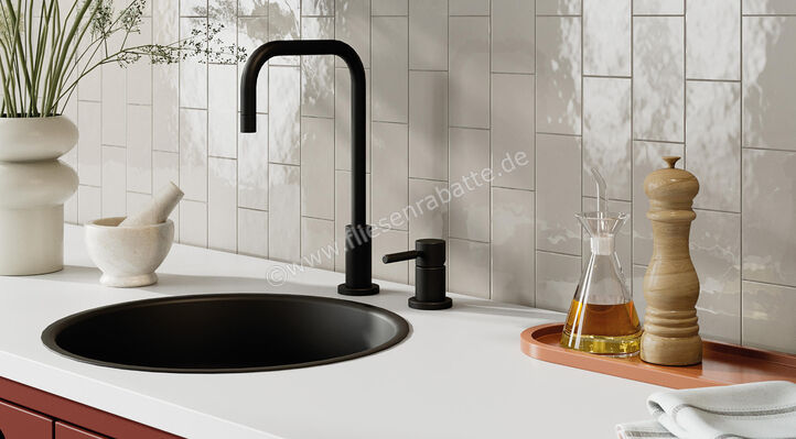  La Fabbrica Ava Grooves Grey 7.5x15 cm Wandfliese Glänzend Strukturiert Glossy 206007 | 542908