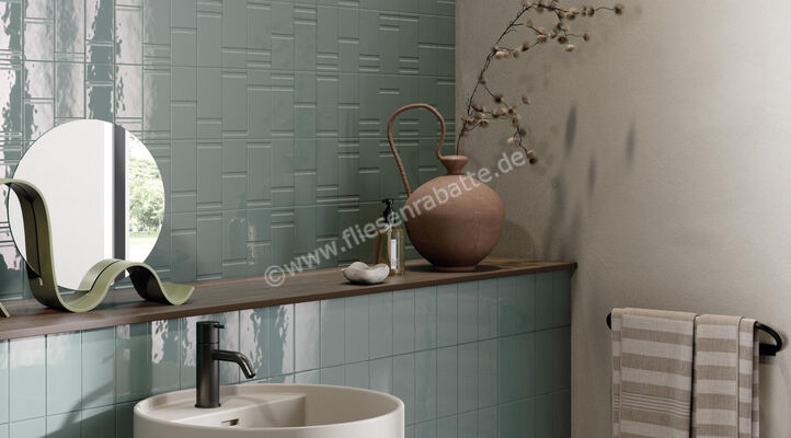  La Fabbrica Ava Grooves Sage 7.5x15 cm Wandfliese Decor Mix Glänzend Strukturiert Glossy 206013 | 542932