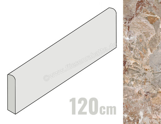  La Fabbrica Ava Breccia Argentum Breccia Argentum 6.5x120 cm Sockel Glänzend Eben Lappato 163203 | 542935