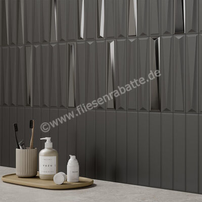  La Fabbrica Ava UP Black 5x25 cm Wandfliese Glänzend Eben Glossy 192072 | 543238