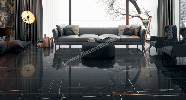  La Fabbrica Ava Sahara Noir Sahara Noir 60x120 cm Bodenfliese / Wandfliese Glänzend Eben Lappato 135061 | 543508