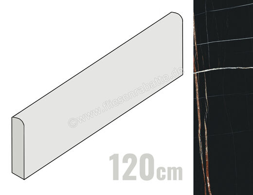  La Fabbrica Ava Sahara Noir Sahara Noir 6.5x120 cm Sockel Glänzend Eben Lappato 135201 | 543520
