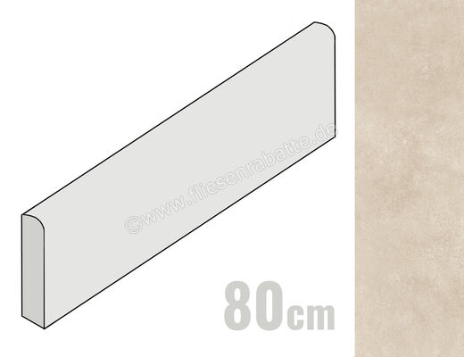  La Fabbrica Ava Skyline Beige 8x80 cm Sockel Matt Eben Naturale 082202 | 544051
