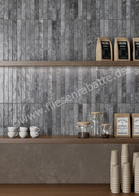  La Fabbrica Ava Kist Lux Charcoal Lux 4.8x45 cm Wandfliese Glänzend Strukturiert Glossy 264012 | 546304