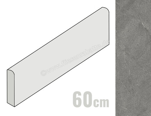  La Fabbrica Ava Dolomiti Basalto 9.5x60 cm Sockel Glänzend Eben Lappato 086195 | 549298