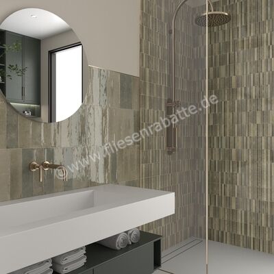  Dune Ceramica Agadir Musgo 7x28 cm Wandfliese Glänzend Strukturiert Gloss 189220 | 549388