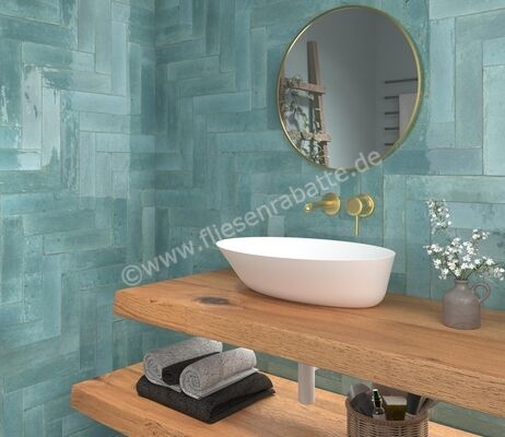  Dune Ceramica Agadir Turquesa 7x28 cm Wandfliese Glänzend Strukturiert Gloss 189221 | 549394