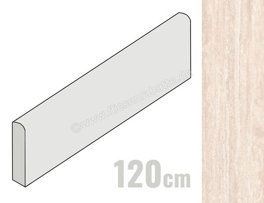  La Fabbrica Ava Travertino Classic Travertino Classic 6.5x120 cm Sockel Glänzend Eben Lappato 138103 | 556843