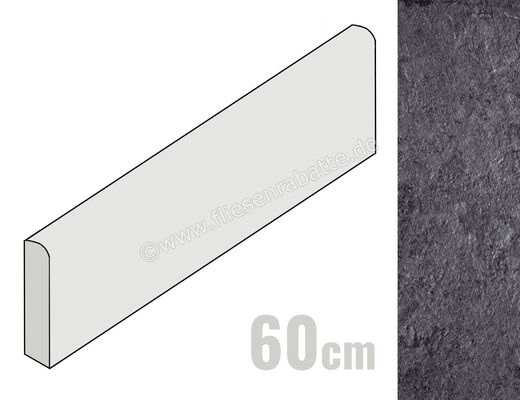 La Fabbrica Ava I Quarzi Antracite 9.5x60 cm Sockel Matt Strukturiert Naturale B62RI4 | 557311