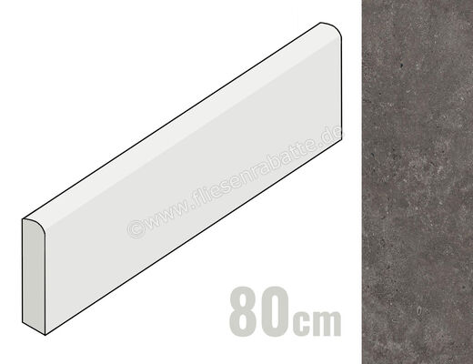  Emilceramica MaPierre Noir 4.6x80 cm Sockel Ancienne Matt Strukturiert Naturale EM1E | 560734