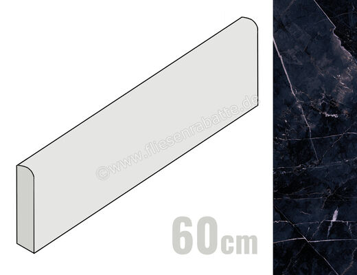  Emilceramica Tele Di Marmo Revolution Calacatta Black 7x60 cm Sockel Glänzend Eben Full Lappato EHQ1 | 560935
