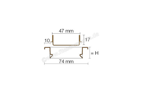  Schlüter Systems KERDI-LINE-C Rost-Rahmenkombination Aufnahmerahmen mit Designabdeckung 70cm H=19mm - Design Framed Tile Edelstahl V4A MGS -Graphitschwarz matt Höhe: 19 mm Länge: 0,7 m KLCA19MGS70 | 562003