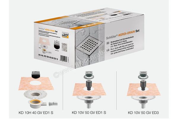  Schlüter Systems KERDI-DRAIN Set Entwässerungs-Set mit vertikalem Ablauf Designrost SQUARE KD10V50GVED3 | 562033