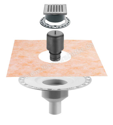  Schlüter Systems KERDI-DRAIN Set Entwässerungs-Set mit vertikalem Ablauf Designrost SQUARE KD10V50GVED3 | 562042