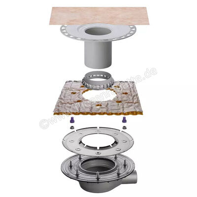  Schlüter Systems KERDI-DRAIN-KDBH Bodenablauf-Set mit horizontalem Ablauf, DN 50/70 mit Andichtungsflansch Ablaufleistung: 1,4 l/s Polypropylen (PP) KDBH50MSBB | 562441