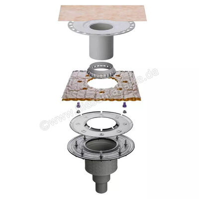  Schlüter Systems KERDI-DRAIN-KDBV Ablaufset zur vertikalen Punktentwässerung, mit Andichtungsflansch DN50 PP (Polypropylen) KDBV50MSBB | 562495