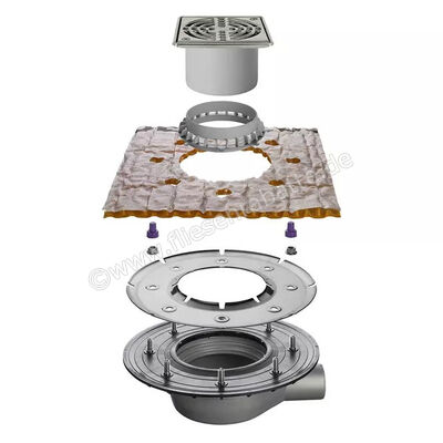  Schlüter Systems KERDI-DRAIN-SETS OUTDOOR Komplett-Sets für lose Verlegung im Außenbereich mit horizontalem Ablauf, DN 50 KDBH50ASLVB | 562501