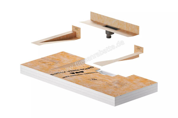  Schlüter Systems KERDI-BOARD-WW Vorgefertigter Waschtisch inkl. Eckabdichtung und Ablaufadapter mit fest integrierter Dichtmanschette Waschtisch-Set für Wandarmaturen Höhe: 82 mm Breite: 520 mm Länge: 1,17 m KBW5201170WLV1 | 562915