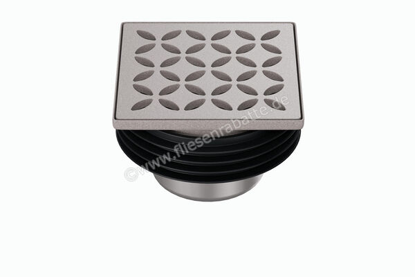  Schlüter Systems KERDI-DRAIN-STYLE Rost-Rahmen-Set mit Geruchsverschluss Design 5 Floral Edelstahl V4A TSSG - Strukturbeschichtet Steingrau KDIF10TSSGD5GV | 563107