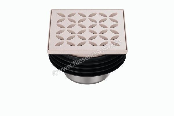  Schlüter Systems KERDI-DRAIN-STYLE Rost-Rahmen-Set mit Geruchsverschluss Design 5 Floral Edelstahl V4A TSI - Strukturbeschichtet Elfenbein KDIF10TSID5GV | 563125