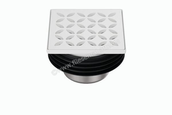  Schlüter Systems KERDI-DRAIN-STYLE Rost-Rahmen-Set mit Geruchsverschluss Design 5 Floral Edelstahl V4A MBW - Brillantweiß matt KDIF10MBWD5GV | 563179