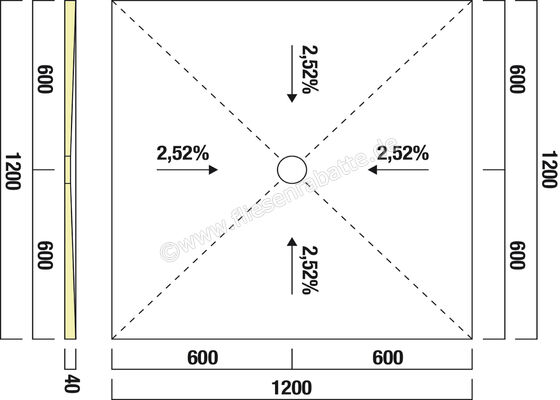  Sopro Bauchemie Sopro ShowerBase Point Duschelement Zentral 120x120x4 cm extrudierten Polystyrol-Hartschaum (XPS) 8045201 | 564032