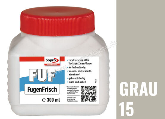  Sopro Bauchemie FUF FugenFrisch Set: Dose 300 ml mit Schwamm Reinacrylat Grau 15 6HR5601510 | 564296