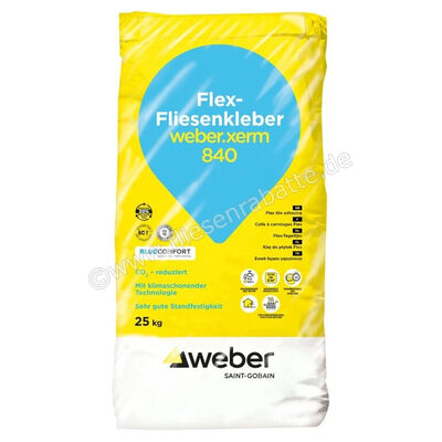  Weber Saint-Gobain weber.xerm 840 Flex-Fliesenkleber BlueComfort-Technologie 25 kg Foliensack Naturgrau 413600 | 564830