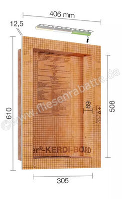  Schlüter Systems KERDI-BOARD-NLT Nische und Ablagefläche für Wandbereiche mit Beleuchtung 305x508x89 mm RGB+Weiß Höhe: 508 mm Breite: 305 mm KB12NLTP2AE9 | 564989