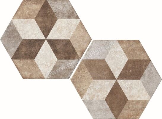  Fioranese Heritage Mehrfarbig 34.5x40 cm Bodenfliese / Wandfliese Deco Exagona Texture_4 Matt Eben Naturale HET4EX | 579749