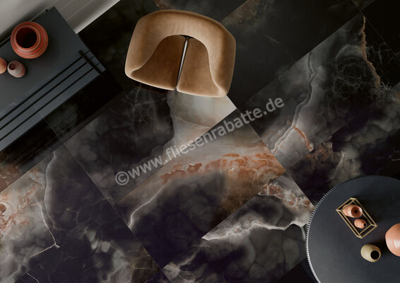  Fioranese Unica Deep Dark 74x148 cm Bodenfliese / Wandfliese Glänzend Eben Levigato UI710LR | 580025