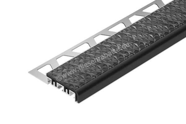  Schlüter Systems TREP-V 42 Treppenprofil Trägerprofil (42 mm / 12 mm), Alu, Natur, matt eloxiert, R 10 Aluminium FG - Fugengrau H&ouml;he: 11 mm L&auml;nge: 2 m TVL42FG110/200 | 580959