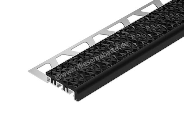  Schlüter Systems TREP-V 42 Treppenprofil Trägerprofil (42 mm / 12 mm), Alu, Natur, matt eloxiert, R 10 Aluminium GS - Graphitschwarz H&ouml;he: 12,5 mm L&auml;nge: 2 m TVL42GS125/200 | 580968