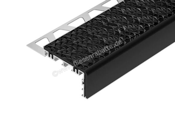  Schlüter Systems TREP-V 60 Treppenprofil Trägerprofil (60 mm / 32 mm), Alu, Natur, matt eloxiert, R 10 Aluminium GS - Graphitschwarz H&ouml;he: 11 mm L&auml;nge: 1 m TVL60GS110/100 | 580971