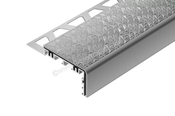 Schlüter Systems TREP-V 60 Treppenprofil Trägerprofil (60 mm / 32 mm), Alu, Natur, matt eloxiert, R 10 Aluminium HG - Hellgrau H&ouml;he: 9 mm L&auml;nge: 1 m TVL60HG90/100 | 580983