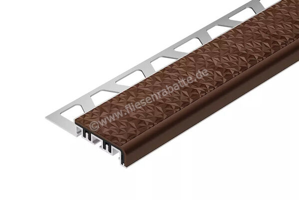  Schlüter Systems TREP-V 42 Treppenprofil Trägerprofil (42 mm / 12 mm), Alu, Natur, matt eloxiert, R 10 Aluminium NB - Nussbraun H&ouml;he: 9 mm L&auml;nge: 3 m TVL42NB90/300 | 580986