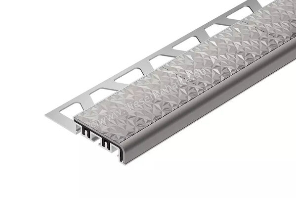  Schlüter Systems TREP-V 42 Treppenprofil Trägerprofil (42 mm / 12 mm), Alu, Natur, matt eloxiert, R 10 Aluminium SG - Steingrau H&ouml;he: 11 mm L&auml;nge: 1 m TVL42SG110/100 | 580992