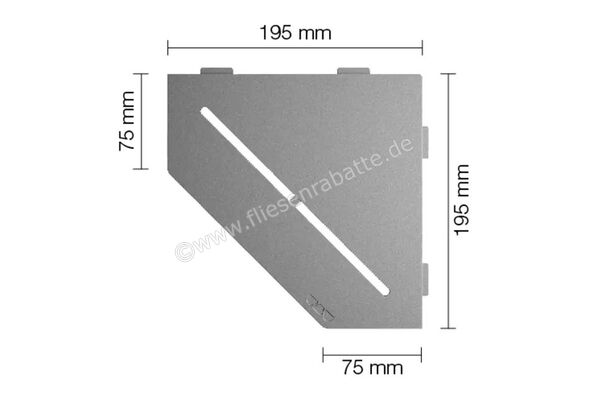  Schlüter Systems SHELF-E-S2 Wand-Ablagesystem Pure Aluminium TSG - strukturbeschichtet grau H&ouml;he: 195 mm Breite: 195 mm SES2D7TSG | 581121