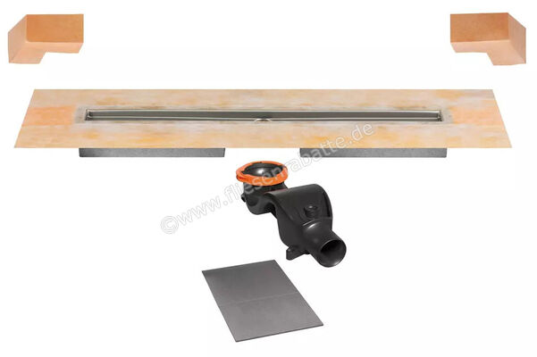  Schlüter Systems KERDI-LINE-F 50 Set, Edelstahl-Linienentwässerung V4A mit integriertem Geruchsverschluss Ablauf DN 50 horizontal 160cm Edelstahl V4A H&ouml;he: 97 mm L&auml;nge: 1,6 m KLF50GE160 | 581538