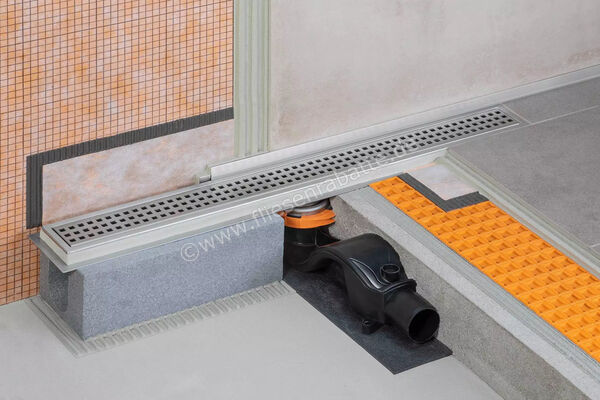  Schlüter Systems KERDI-LINE-F 50 Set, Edelstahl-Linienentwässerung V4A mit integriertem Geruchsverschluss Ablauf DN 50 horizontal 180cm Edelstahl V4A H&ouml;he: 97 mm L&auml;nge: 1,8 m KLF50GE180 | 581583